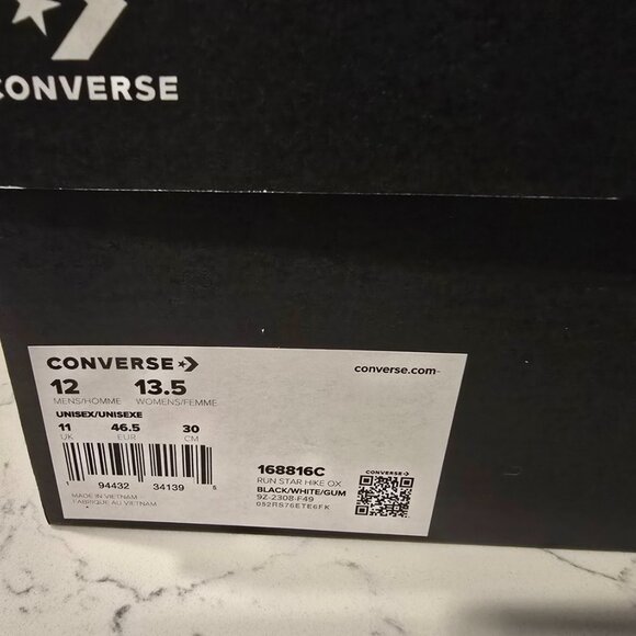 Converse Run Star Hike Low top men's Sneakers 168816C black Canvas SIZE 12 NEW - Picture 11 of 11